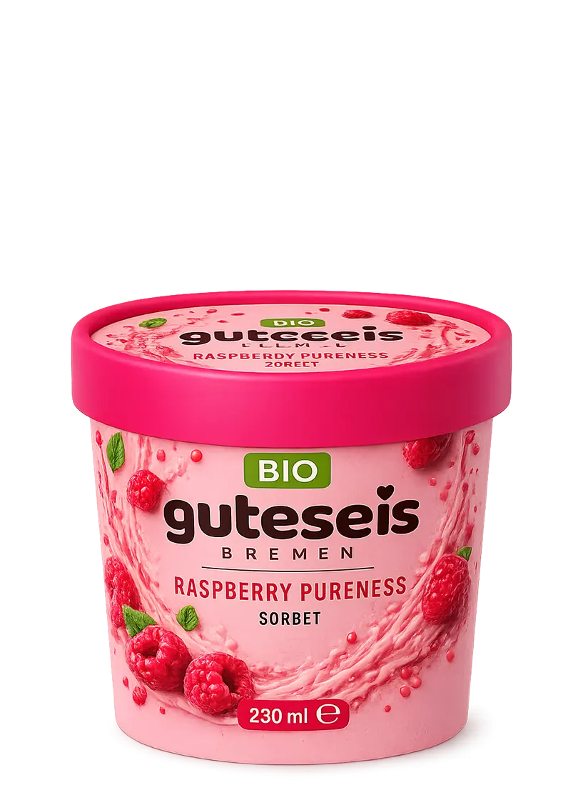Guteseis Himbeere im 230-ml-Becher – AI Generated