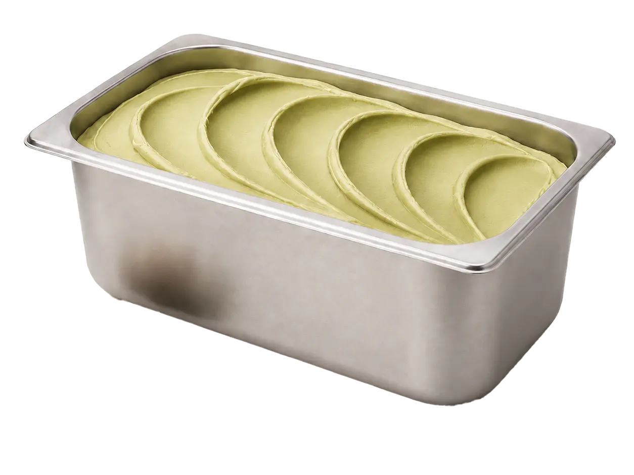 Guteseis in einer offenen 5-Liter-Edelstahl-Gastronomiewanne – AI Generated