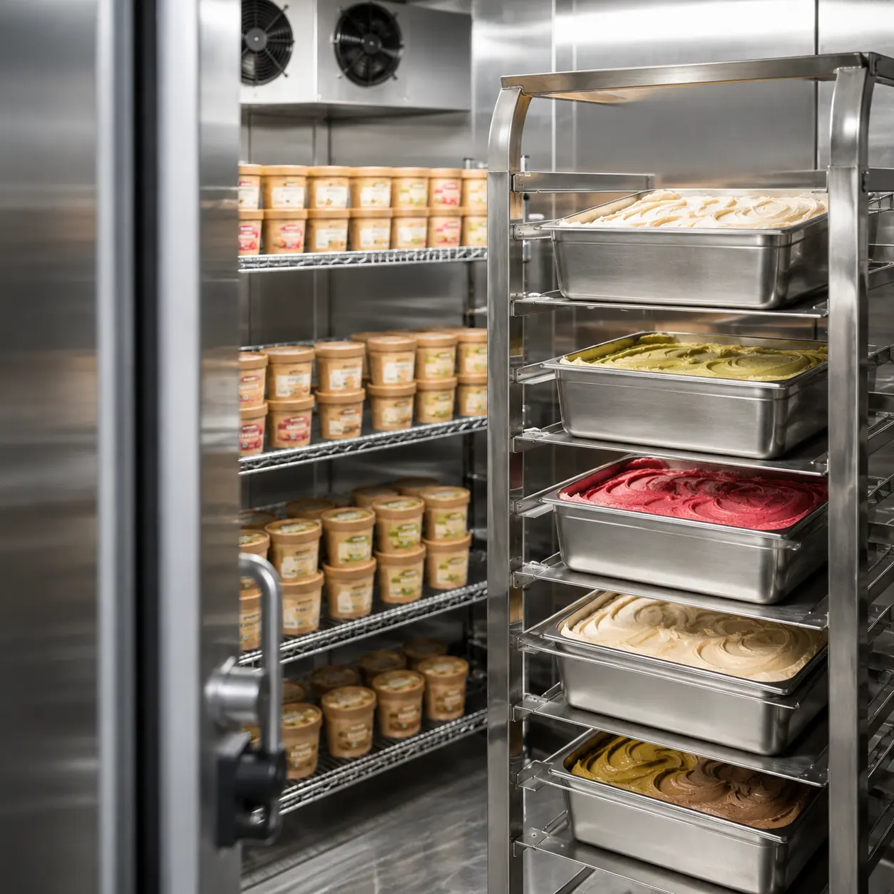 Tiefkühlung und Lagerung von Eis und 5-Liter-Wannen – AI Generated