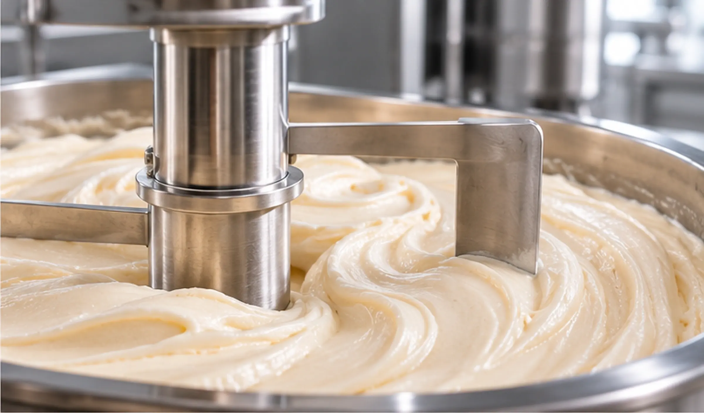Cremige Eismasse bei der Verarbeitung in der eigenen Produktion – AI Generated