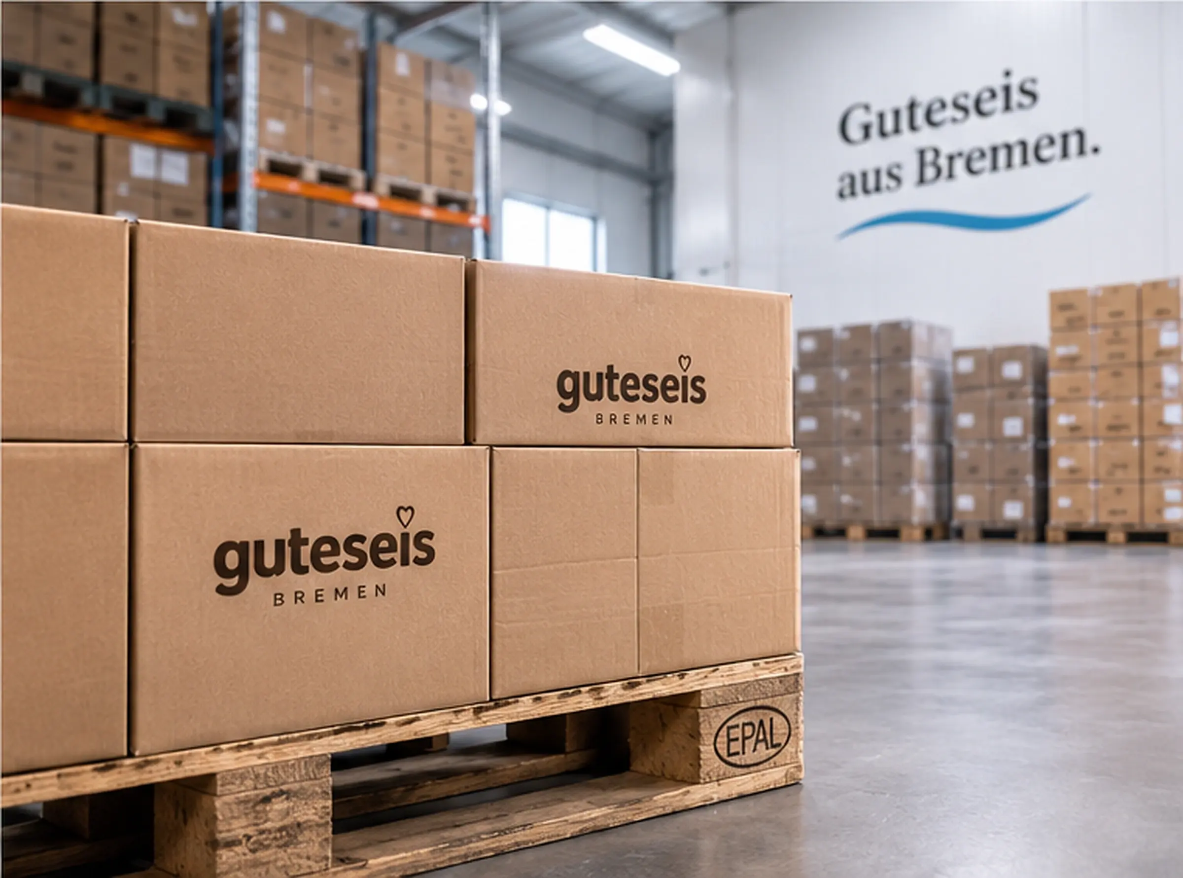 Verpackte Guteseis-Produkte bei der Lagerung und Bereitstellung für Geschäftskunden – AI Generated